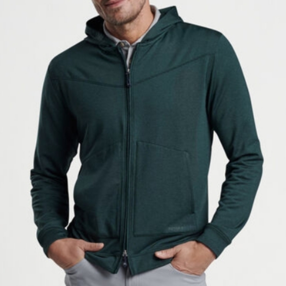Peter Millar Beaumont Performance Full-Zip Hoodie in Balsam